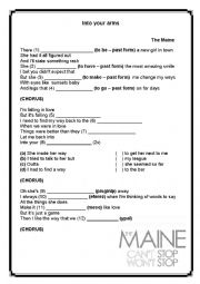 English Worksheet: The Maine - Into your arms