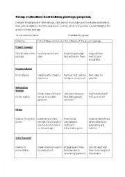 English Worksheet: Group project: creating a holiday package