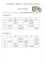 English Worksheet: What are the missing dates?