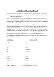 English Worksheet: British English VS. American English