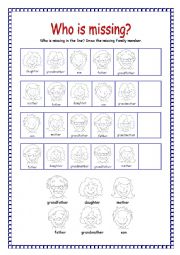 English Worksheet: Family Series 4 - Who is missing?