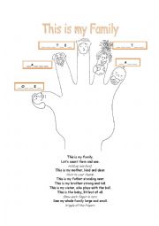 English Worksheet: Family Series 5 - This is my family (A fingerplay)