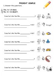 English Worksheet: DOES HE/ SHE LIKE...?