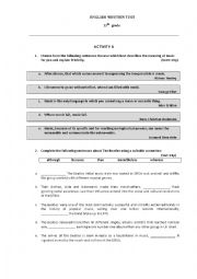 English Worksheet: The Rock and Roll years