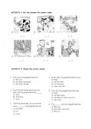 English Worksheet: Activity worksheet for the Gingerbread Man story!