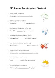 PET Exam Sentence transformations (Weather topic)