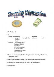 English Worksheet: Shopping Conversation 