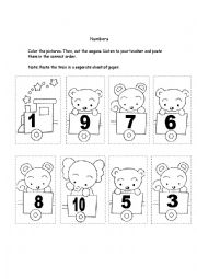 English Worksheet: Numbers train