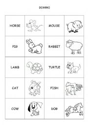 English Worksheet: Animals Domino