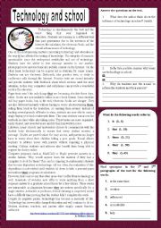 English Worksheet: Technology in school