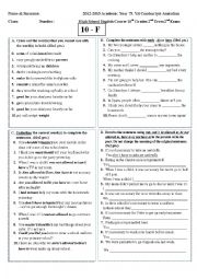 English Worksheet: exam