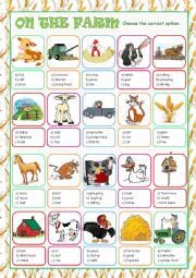 English Worksheet: On the Farm Multiple Choice