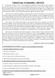National Exam - for humanities - (July 2012)