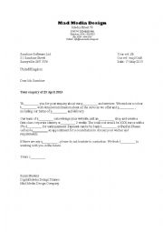 English Worksheet: Business Letter for Media Designers  Offer