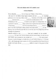 English Worksheet: Nelson Mandela- Fill in 