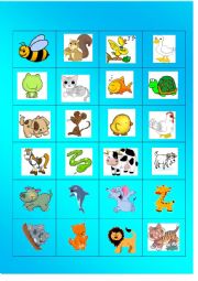 English Worksheet: ANIMAL MEMORY GAME