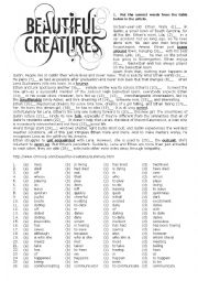 English Worksheet: Beautiful Creatures