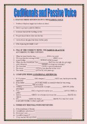 English Worksheet: CONDITIONALS AND PASSIVE VOICE