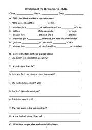 English Worksheet: grammar test