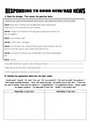 English Worksheet: Good News/ Bad News