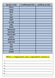 English Worksheet: Comparatives and Superlatives