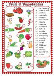 English Worksheet: fruit and vegetables