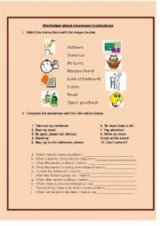 English Worksheet: Classroom instructions