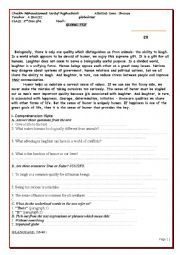 English Worksheet: the importance of humor