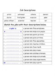 English Worksheet: Job descriptions matching
