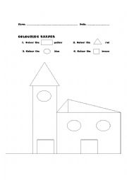 English Worksheet: Colour the shapes