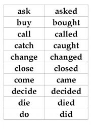 past tense cards