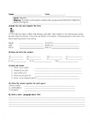 English Worksheet: personal information worksheet
