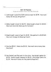 Money Word Problems and Place Value