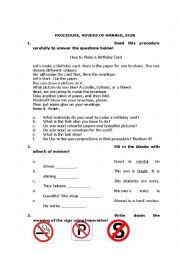 English Worksheet: Procedure, Adverb of Manner, Sign