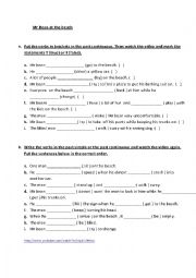 English Worksheet: mr bean at the beach - past simple/past continuous video worksheet