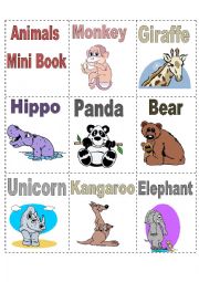 English Worksheet: Mini Book Colored Animals part1