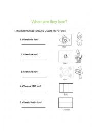 English Worksheet: Where are they from