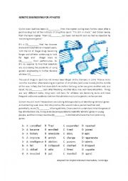 English Worksheet: Genetic Engineering  for athletes lexical cloze