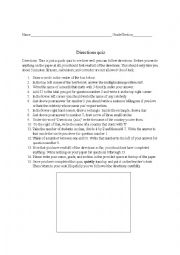 English Worksheet: Directions quiz