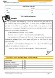 English Worksheet: Test 5th Form Can