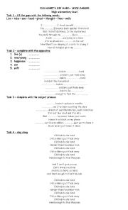 English Worksheet: OLD HABITS DIE HARD - MICK JAEGER