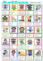 English Worksheet: Action Verbs *** multiple choice ***