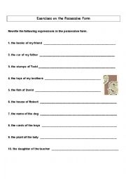 English Worksheet: Possessive Form Practice