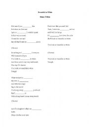 English Worksheet: Song Worksheet: Beautiful in White