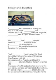 English Worksheet: Billionaire - Bruno Mars