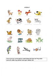 English Worksheet: animals