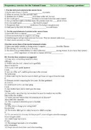 English Worksheet: Global Review for 2nd Year BAC students -1-
