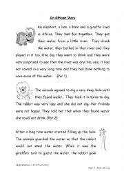 English Worksheet: An African Story