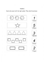 English Worksheet: Numbers and Shapes