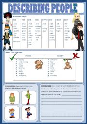 English Worksheet: Describing people